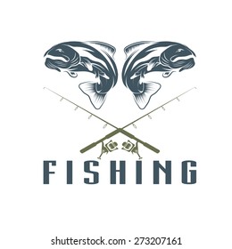 vintage fishing vector design template