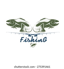 vintage fishing vector design template