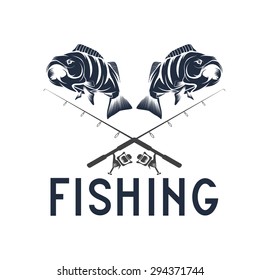 vintage fishing vector design template