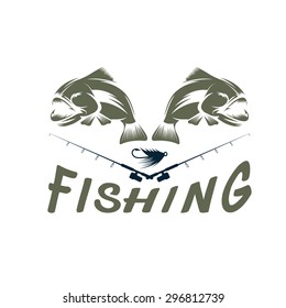 vintage fishing vector design template