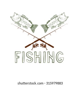 vintage fishing vector design template