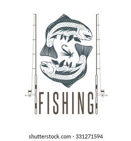vintage fishing vector design template