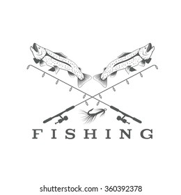 vintage fishing vector design template