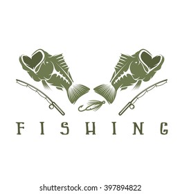 vintage fishing vector design template with largemouth bass 