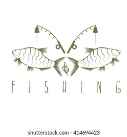 vintage fishing vector design template with breams