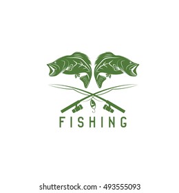 vintage fishing vector design template with largemouth bass