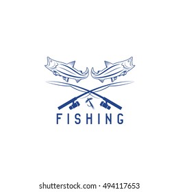 vintage fishing vector design template with abstract fish