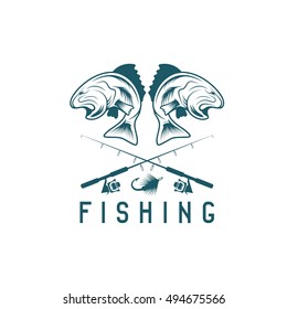 vintage fishing vector design template with largemouth bass