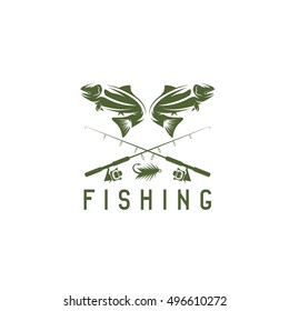 vintage fishing vector design template with salmon