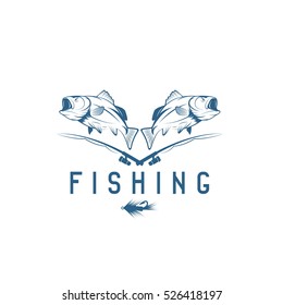 vintage fishing vector design template with bass