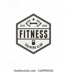 vintage fitness gym logo. retro styled sport emblem, badge, logotype template. vector illustration