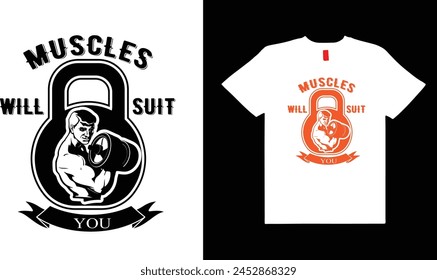 Vintage fitness,body,workout typography t shirt design.

