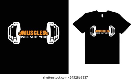 Klassische Fitness, Body, Workout Typografie T-Shirt Design.
