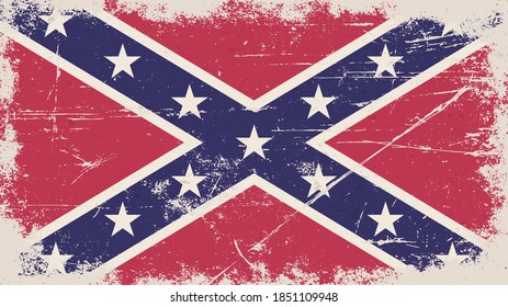 Vintage flag of Confederate States of America during the Civil war. Navy Jack