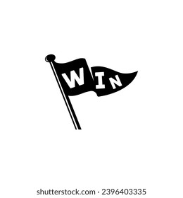 vintage flag fluttering win winner symbol logo