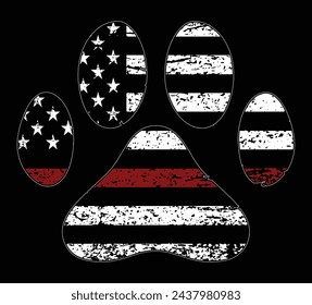 Vintage Flag With Thin Red Line Flag Paw Vector