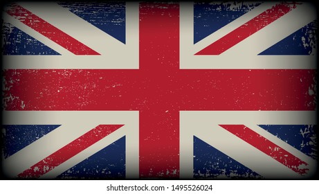 Vintage flag of United Kingdom.Grunge UK flag.