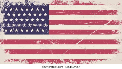 Vintage flag of USA. United States of America