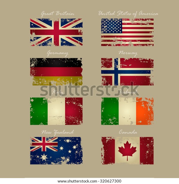 Vintage Flags Vector Set Stock Vector (Royalty Free) 320627300 ...