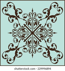 Vintage flake element is on blue
