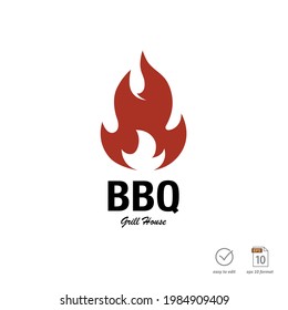 Vintage flame design concept for grill house, barbecue, bbq stamp logo