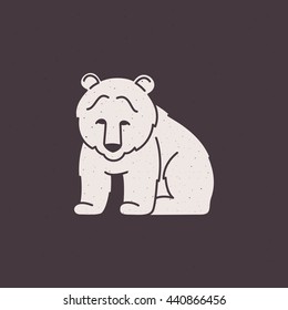 Vintage flat bear character logo. Animal design template elements for your corporate identity, sport team branding, T-shirt, label, badge, card or illustration.