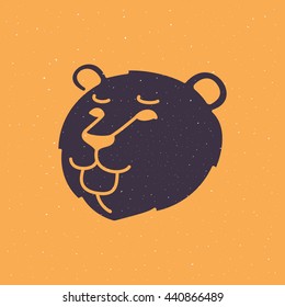 Vintage flat bear character logo. Animal design template elements for your corporate identity, sport team branding, T-shirt, label, badge, card or illustration.