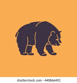 Vintage flat bear character logo. Animal design template elements for your corporate identity, sport team branding, T-shirt, label, badge, card or illustration.