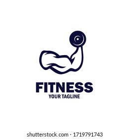 Vintage Flat design fitness bodybuilding logo vector template
