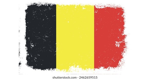 Vintage flat design grunge Belgium flag background