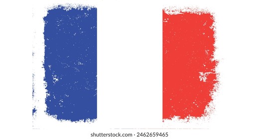 Vintage flat design grunge France flag background