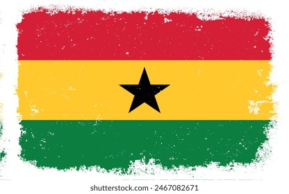 Vintage flat design grunge Ghana flag background