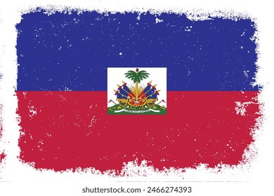 Vintage flat design grunge Haiti flag background