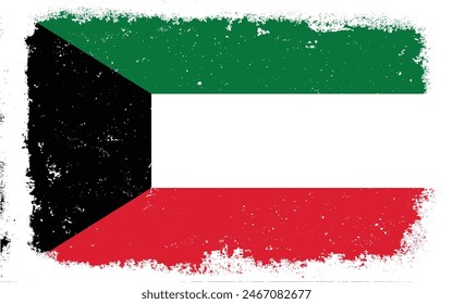 Vintage flat design grunge kuwait flag background