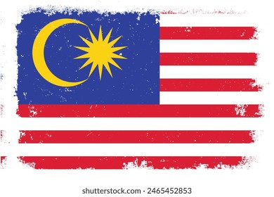 Vintage flat design grunge malaysia flag background