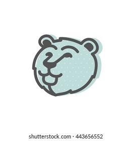 Vintage flat graphics bear character logo. Animal design template elements for your corporate identity, sport team branding, T-shirt, label, badge, card or illustration.