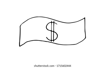 Vintage flat illustration with dollar symbol. Doodle vector illustration. Graphic element. Economic crisis.	
