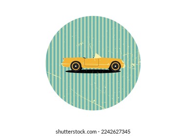 Icono de ilustración plana vintage con coche de caravana retro vintage. Ilustración vectorial de estilo plano. Retro, de estilo vintage. Diseño de vectores. 