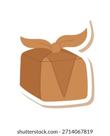 Vintage flat kraft gift box label in brown cardboard style. Eco carton package for xmas and present, perfect for holiday decor or sustainable gift packaging concept.