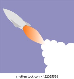 Vintage flat rocket icon. Start up concept. Business vector banner. 