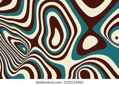 Vintage flat stripe liquid background concept. Psychedelic optical illusion art