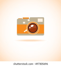 Vintage flat style photo camera icon. Leica logo sign. Logotype symbol