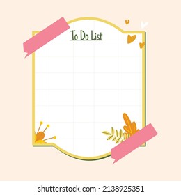 Vintage flat to-do list planner making printable design