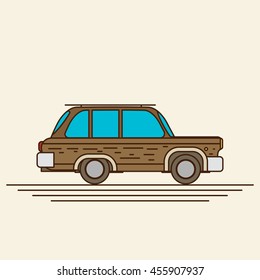 Vintage flat vector car