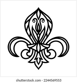 Vintage fleur de lis clipart isolated. Damask pattern. Engraving Vector stock illustration. EPS 10