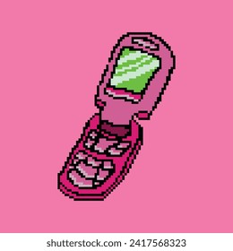 vintage flip phone pixel art