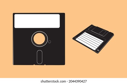 Vintage floppy disks vector illustrations