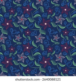 Vintage floral art seamless pattern. Vector illustration for print, fabric, cover, packaging, interior decor, blog decoration and other your projects.
