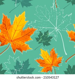 vintage floral autumn (fall) seamless background with maple leaves 