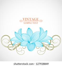 Vintage floral background. Beautiful frame with flowers lily. Element for design.